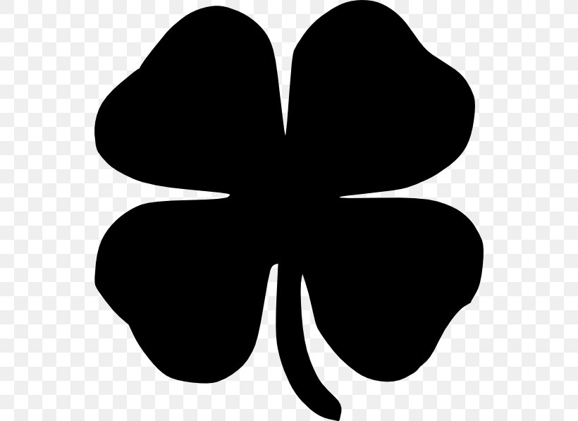 Four-leaf Clover Silhouette Clip Art, PNG, 552x597px, Fourleaf Clover, Black, Black And White, Clover, Drawing Download Free
