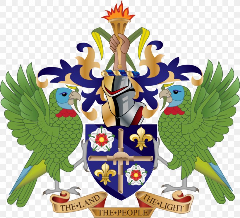 Coat Of Arms Of Saint Lucia National Coat Of Arms National Symbols Of Saint Lucia, PNG, 1060x961px, Saint Lucia, Art, Beak, Bird, Chief Download Free