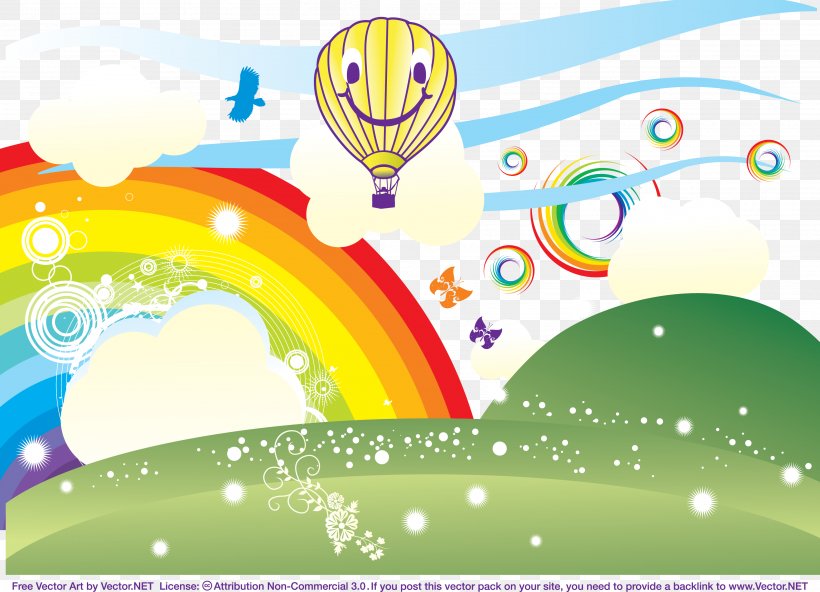 Rainbow Grassland Vector, PNG, 3545x2563px, Rainbow, Art, Balloon, Cloud, Color Download Free
