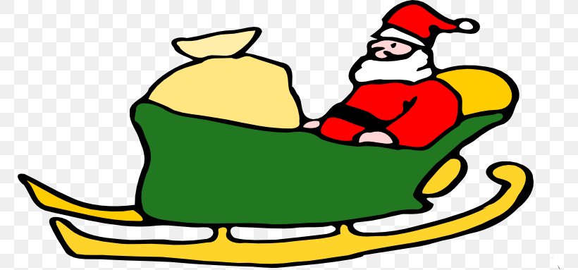 Santa Claus Clip Art Sled Openclipart Free Content, PNG, 770x383px, Santa Claus, Area, Art, Artwork, Beak Download Free