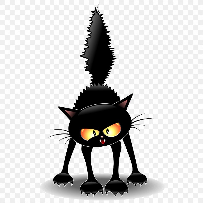 Black Cat Kitten Witchcraft, PNG, 1000x1000px, Cat, Black Cat, Carnivoran, Cartoon, Cat Behavior Download Free