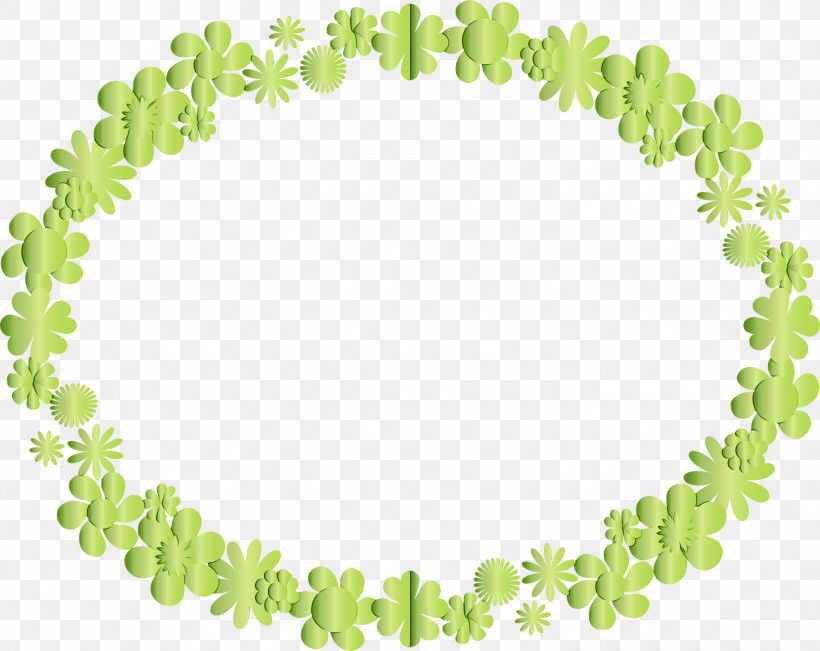 Green Lei Circle, PNG, 3000x2384px, Frame, Circle, Green, Lei, Paint Download Free