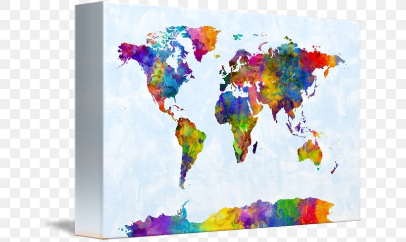 World Map Watercolor Painting Canvas, PNG, 650x489px, World, Art, Art Museum, Canvas, Canvas Print Download Free
