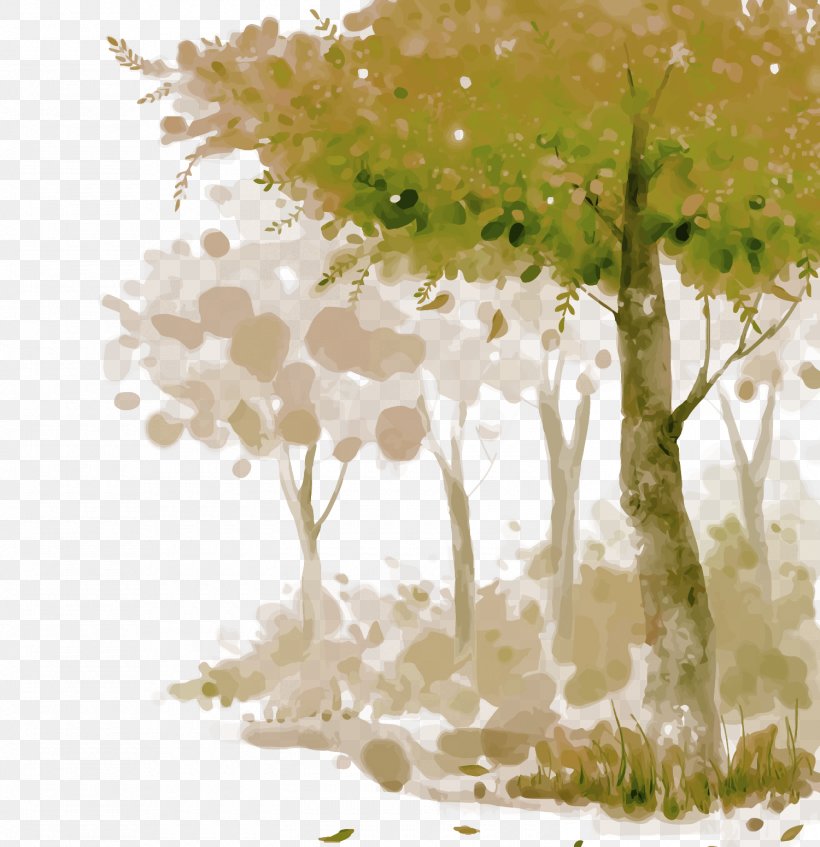 Watercolor Painting Adobe Illustrator Computer File, PNG, 1500x1551px, Watercolor Painting, Autumn, Branch, Cartoon, Flora Download Free