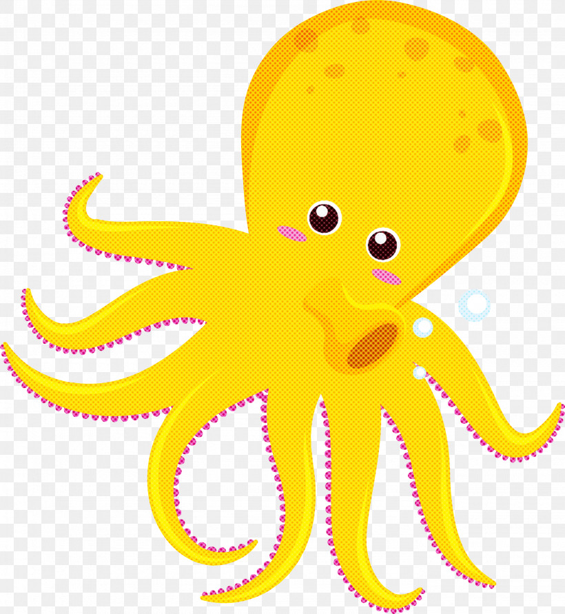 Octopus Giant Pacific Octopus Yellow Octopus Cartoon, PNG, 2760x3000px, Octopus, Animal Figure, Cartoon, Giant Pacific Octopus, Line Download Free