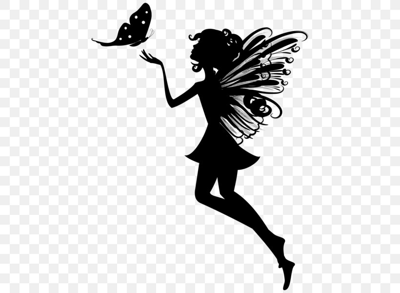 Silhouette Fairy Clip Art, PNG, 454x600px, Silhouette, Art, Black And White, Butterfly, Drawing Download Free
