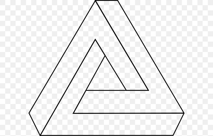Penrose Triangle Geometry, PNG, 600x523px, Penrose Triangle, Area, Black, Black And White, Diagram Download Free