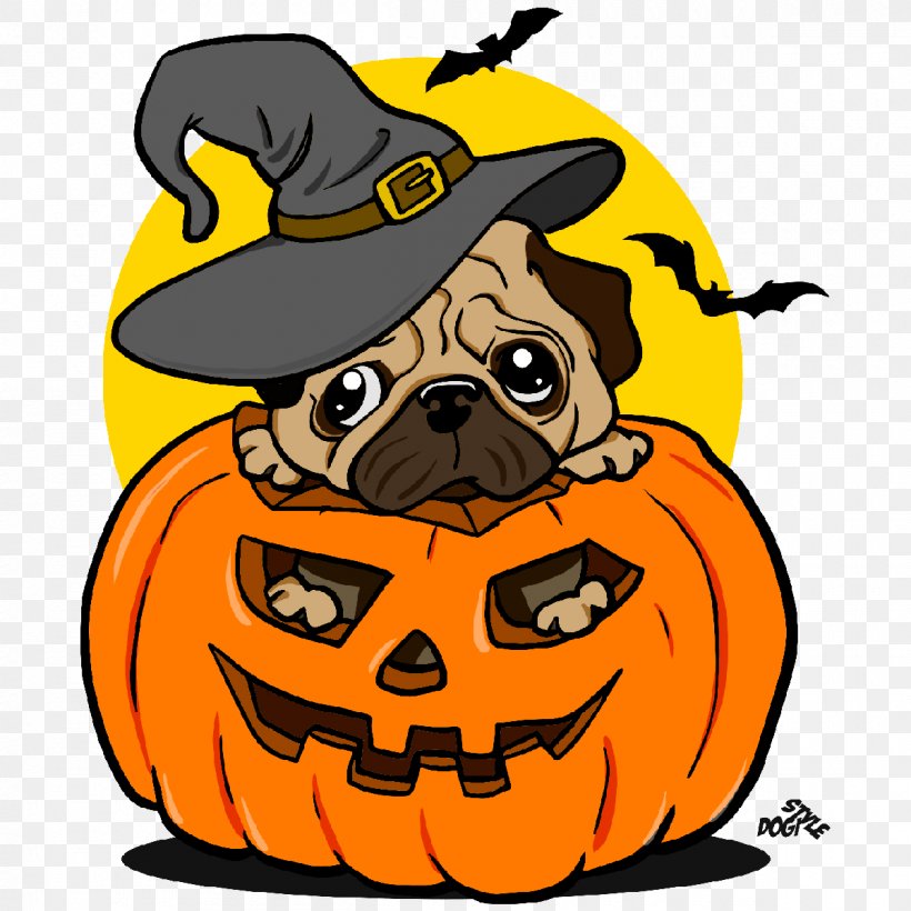 Pug T-shirt Hoodie Halloween, PNG, 1200x1200px, Pug, Calabaza, Carnivoran, Cartoon, Casual Download Free