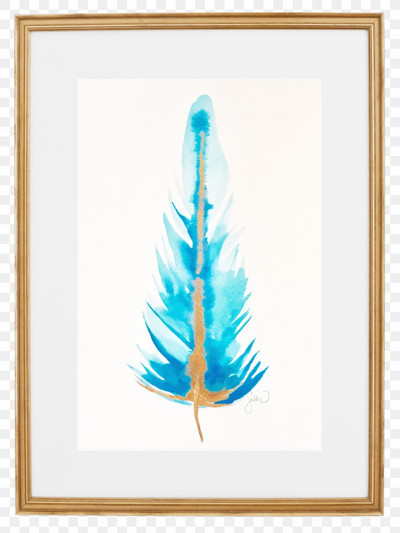 Watercolor Painting Picture Frames Teal, PNG, 2700x3600px, Painting, Artwork, Feather, Paint, Picture Frame Download Free