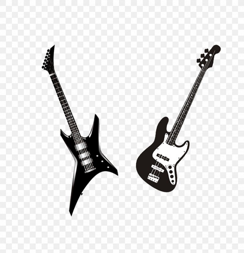 Bass Guitar Black And White Musical Instrument, PNG, 1545x1606px, Watercolor, Cartoon, Flower, Frame, Heart Download Free