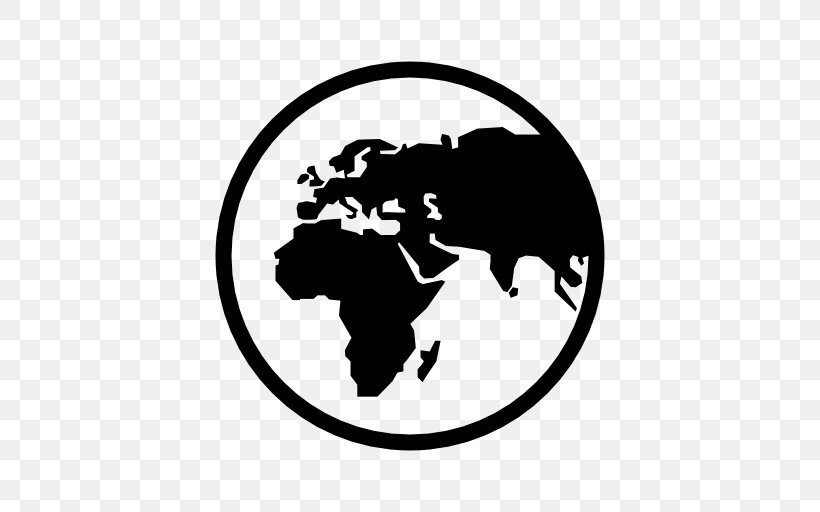 Globe World Map, PNG, 512x512px, Globe, Black, Black And White, Fictional Character, Logo Download Free