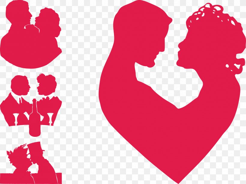 Clip Art Couples Silhouette Love Clip Art, PNG, 2434x1819px, Watercolor, Cartoon, Flower, Frame, Heart Download Free