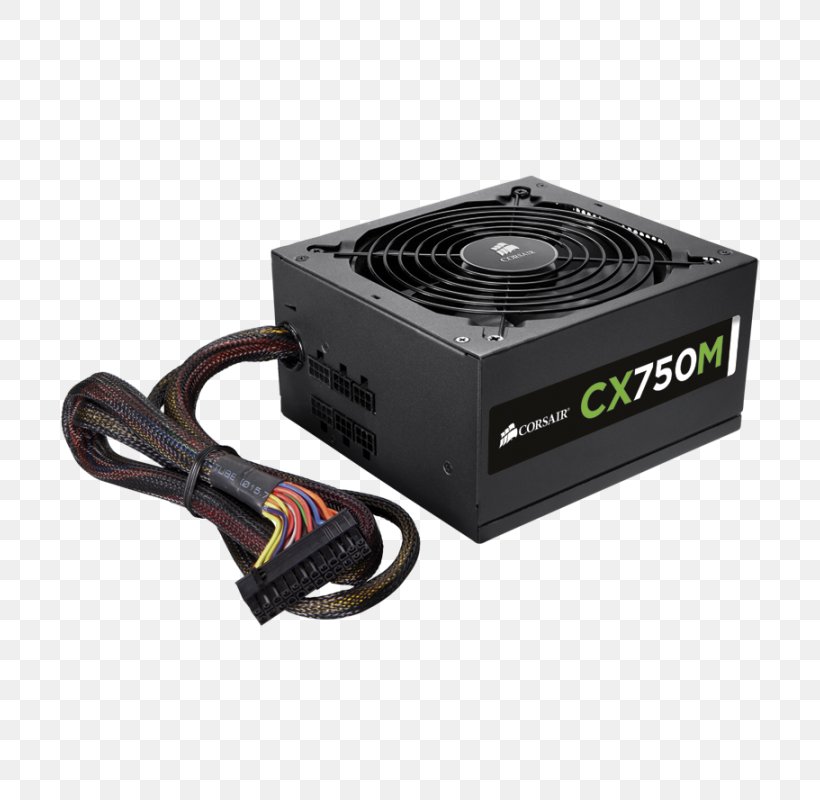 Power Supply Unit 80 Plus Corsair Components ATX Corsair CX750M, PNG, 800x800px, 80 Plus, Power Supply Unit, Ac Adapter, Atx, Computer Download Free