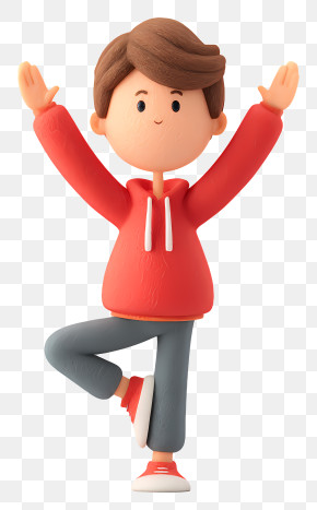Student Doing Yoga - Cartoon Character In Red Hoodie Doing Yoga Pose PNG