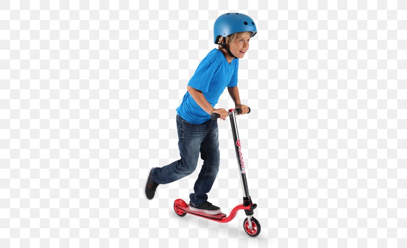 Kick Scooter Wheel Kid On Scooter Skateboard, PNG, 500x500px, Kick Scooter, Baseball Equipment, Blue, Brand, Child Download Free