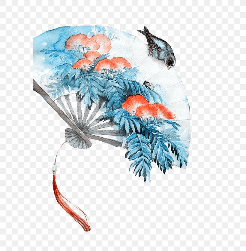 Paper Bird Hand Fan, PNG, 600x835px, Paper, Beak, Bird, Blue, Color Download Free