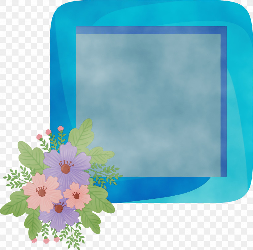 Picture Frame, PNG, 3000x2965px, Flower Photo Frame, Blue, Cobalt Blue, Electric Blue, Electricity Download Free
