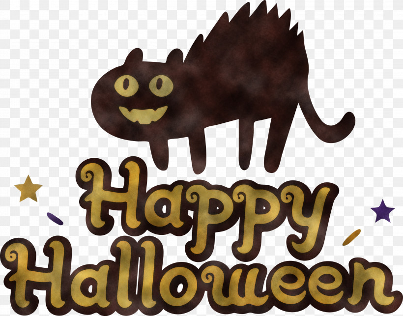 Happy Halloween, PNG, 3000x2354px, Happy Halloween, Biology, Cat, Catlike, Logo Download Free