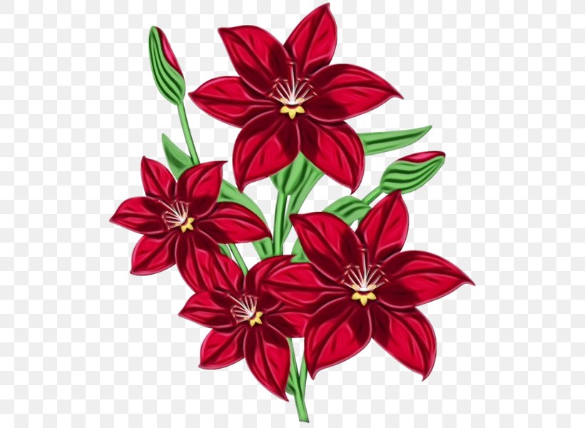 Red Watercolor Flowers, PNG, 541x600px, Watercolor, Cut Flowers, Flower, Herbaceous Plant, Lily M Download Free