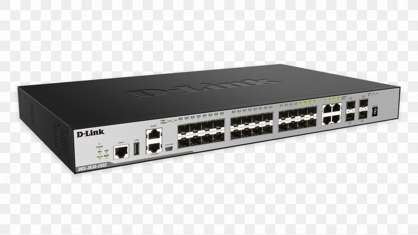 Stackable Switch Gigabit Ethernet Small Form-factor Pluggable Transceiver Network Switch D-Link, PNG, 1664x936px, 10 Gigabit Ethernet, Stackable Switch, Audio Receiver, Computer Networking, Dlink Download Free