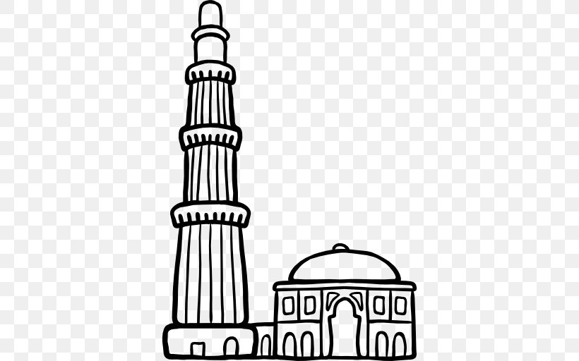 Qutb Minar Drawing Quwwatul Islam Masjid Tower Minaret, PNG, 512x512px, Qutb Minar, Black And White, Drawing, Line Art, Minaret Download Free