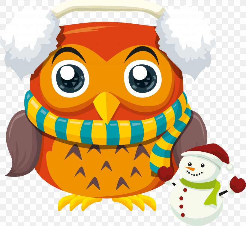 Cartoon Christmas, PNG, 3669x3378px, Cartoon, Beak, Bird, Bird Of Prey, Christmas Download Free