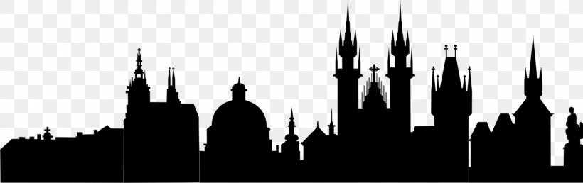 Prague Silhouette Line Art Clip Art, PNG, 2400x757px, Prague, Autocad Dxf, Black And White, City, Drawing Download Free