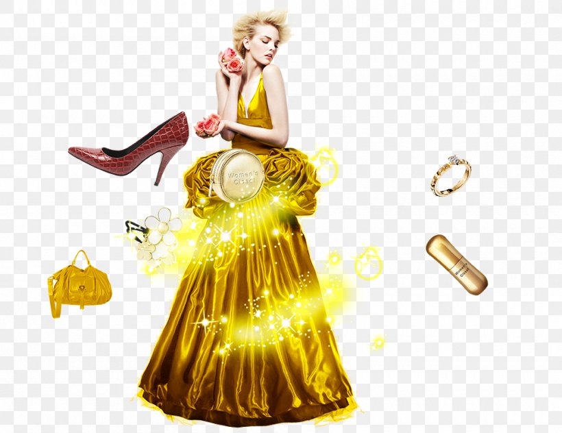 High-heeled Footwear Dress Gold, PNG, 1000x771px, Highheeled Footwear, Costume Design, Designer, Dress, Figurine Download Free