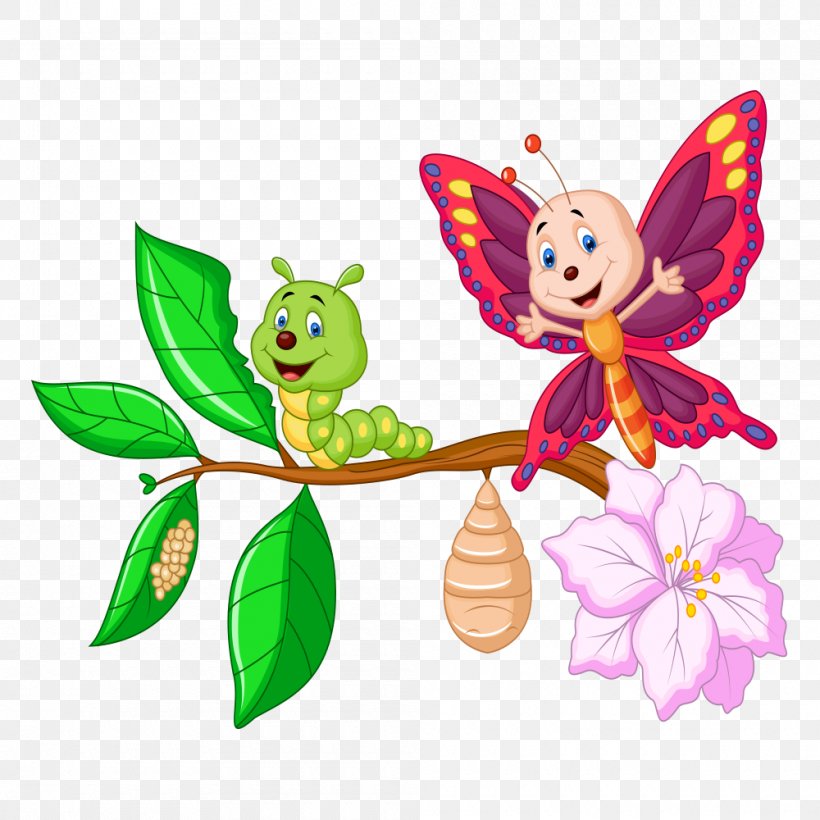 Butterfly Insect Cartoon Royalty-free, PNG, 1000x1000px, Watercolor, Cartoon, Flower, Frame, Heart Download Free