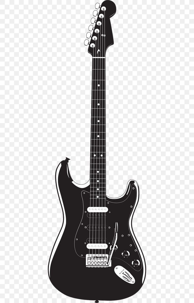 Fender Stratocaster Squier Fender Musical Instruments Corporation Electric Guitar Fender Bullet, PNG, 640x1280px, Fender Stratocaster, Acoustic Electric Guitar, Bass Guitar, Black And White, Electric Guitar Download Free