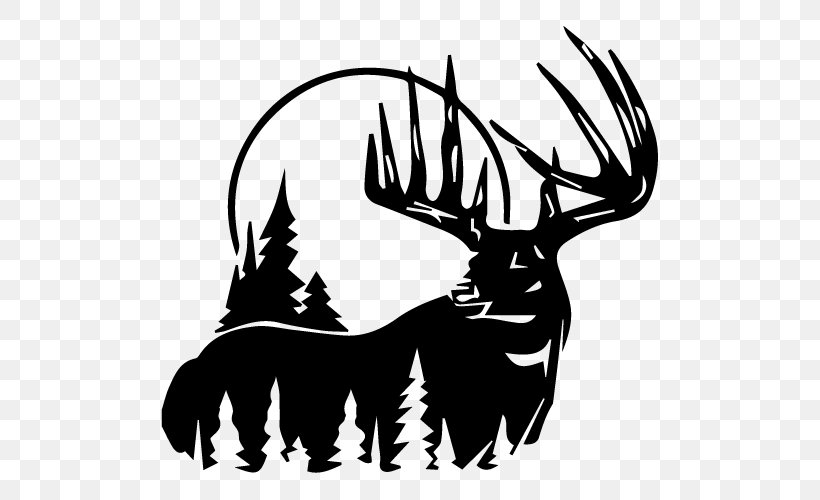 White-tailed Deer Deer Hunting Clip Art, PNG, 500x500px, Deer, Antler, Archery, Art, Black And White Download Free