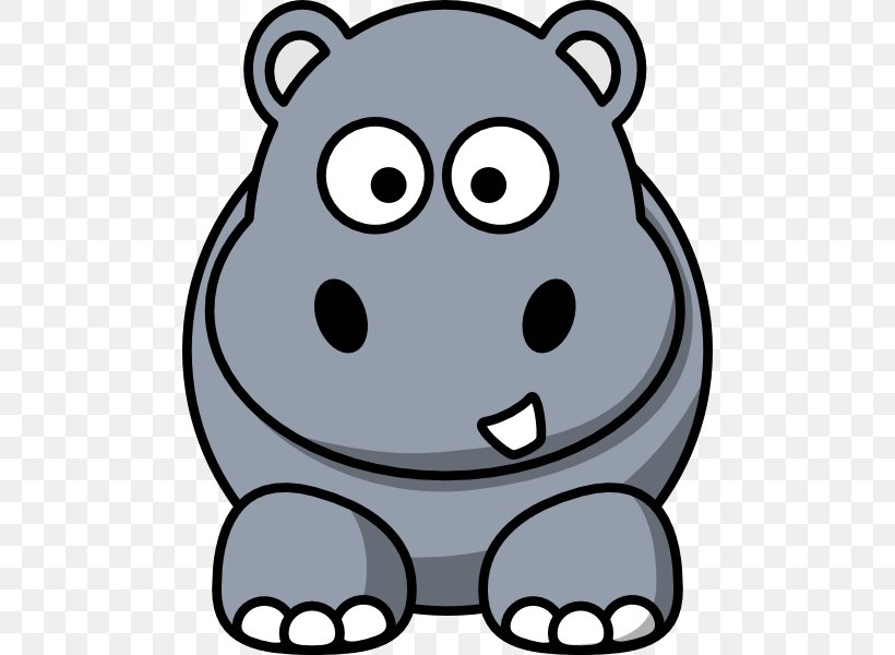 Hippopotamus Cartoon Clip Art, PNG, 486x600px, Hippopotamus, Artwork, Bear, Black And White, Carnivoran Download Free