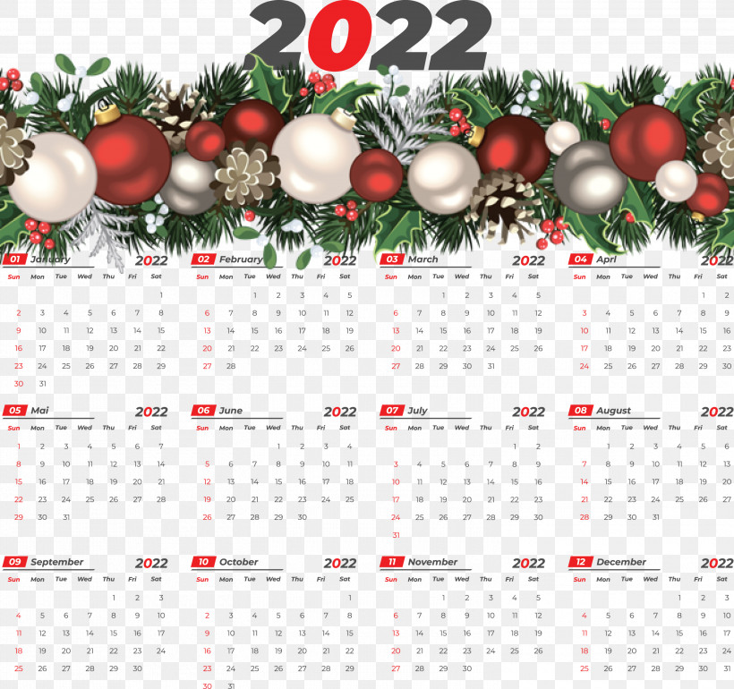 2022 Printable Yearly Calendar 2022 Calendar, PNG, 3000x2820px, Christmas Graphics, Candy Cane, Christmas Day, Christmas Gift, Christmas Tree Download Free