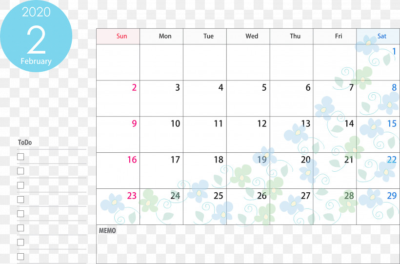 February 2020 Calendar February 2020 Printable Calendar 2020 Calendar, PNG, 2999x1982px, 2020 Calendar, February 2020 Calendar, Calendar, Circle, Diagram Download Free