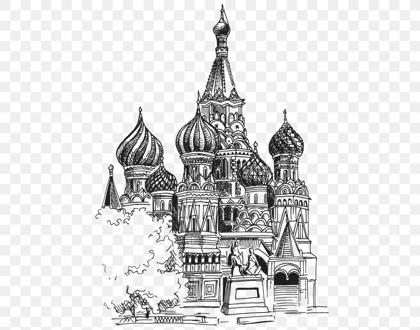 Saint Basil's Cathedral Church Of The Savior On Blood, PNG, 477x646px, Cathedral, Arch, Artwork, Black And White, Building Download Free