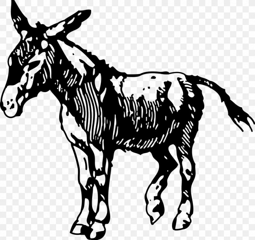 Donkey Drawing Clip Art, PNG, 958x901px, Donkey, Animal Figure, Art, Black And White, Bridle Download Free