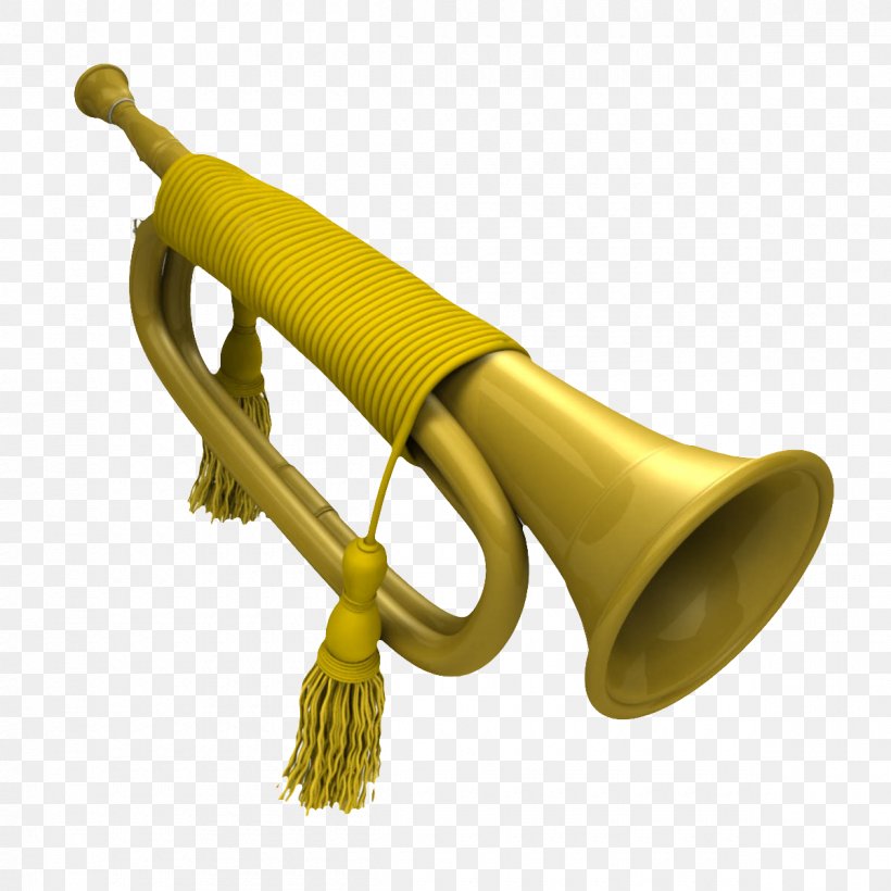 Bugle Trumpet Brass Instrument TurboSquid, PNG, 1200x1200px, Brass Instruments, Brass Instrument, Bugle, Cornet, Flugelhorn Download Free