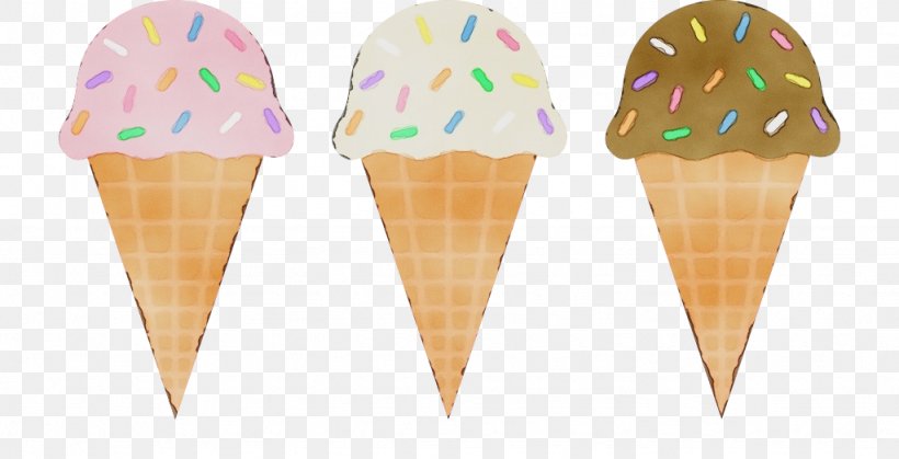 Ice Cream Cone Background, PNG, 1024x524px, Watercolor, Cone, Cream, Cuisine, Dairy Download Free