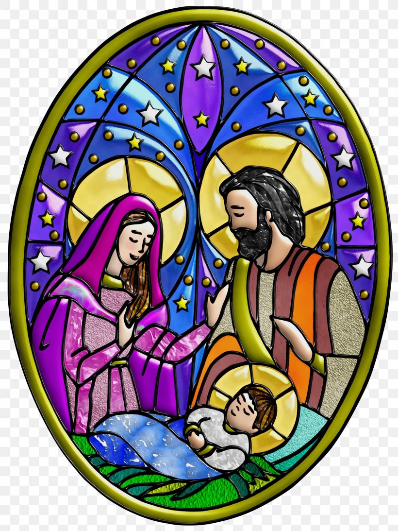nativity scene stained glass