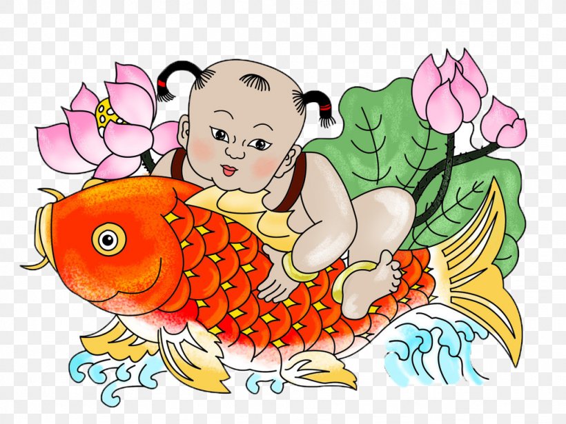 New Year Picture Chinese New Year Fuwa Papercutting Illustration, PNG, 1024x768px, New Year Picture, Art, Cartoon, Child, Chinese New Year Download Free