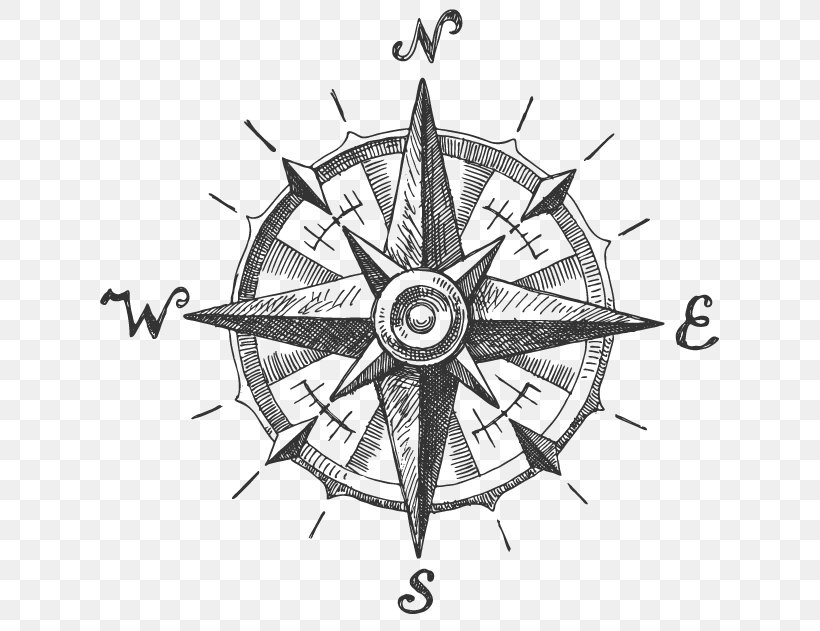 North Compass Rose, PNG, 650x631px, North, Artwork, Black And White, Compas, Compass Download Free