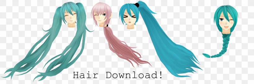 Ponytail Hair Tie MikuMikuDance Hairstyle, PNG, 1492x498px, Watercolor, Cartoon, Flower, Frame, Heart Download Free