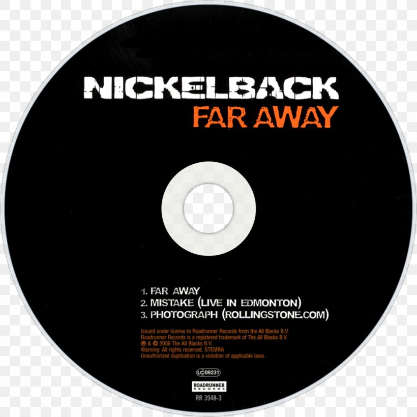 Compact Disc Dark Horse Nickelback Far Away Song, PNG, 1000x1000px, Watercolor, Cartoon, Flower, Frame, Heart Download Free