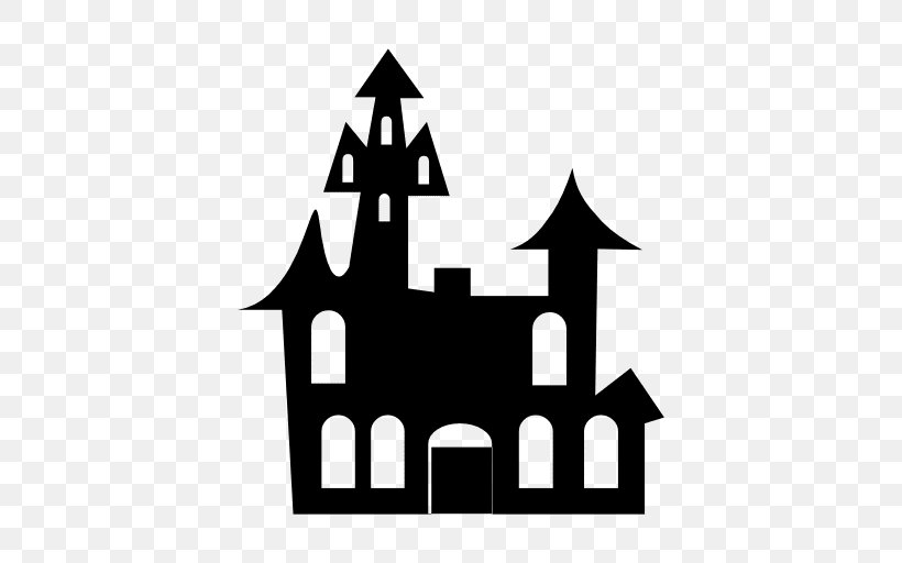 Haunted House Halloween Clip Art, PNG, 512x512px, Haunted House, Area, Artwork, Black And White, Drawing Download Free