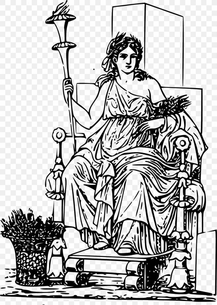 Demeter Persephone Zeus Ceres Clip Art, PNG, 958x1349px, Demeter, Art, Artwork, Athena, Black And White Download Free