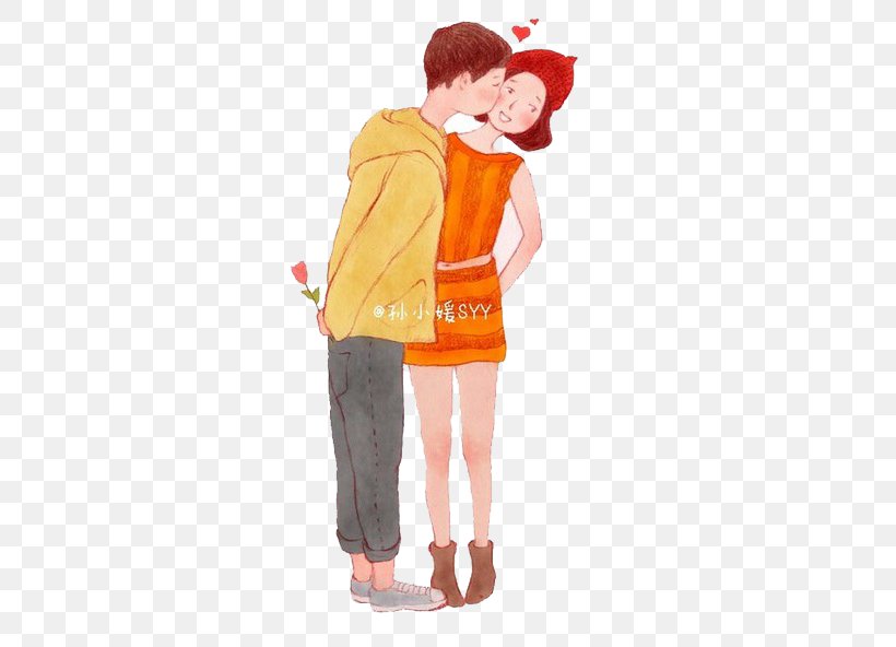 The Lovers Cartoon Drawing Couple, PNG, 490x592px, Watercolor, Cartoon, Flower, Frame, Heart Download Free