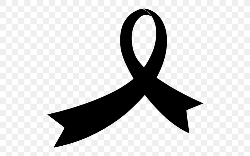 Black Ribbon Awareness Ribbon Clip Art, PNG, 512x512px, Black Ribbon, Artwork, Awareness Ribbon, Black And White, Cancer Download Free