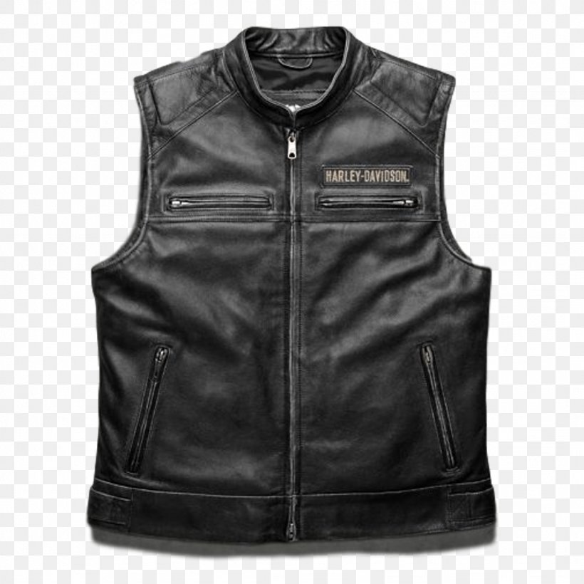 Leather Jacket Harley-Davidson Gilets, PNG, 1024x1024px, Leather, Belt Buckles, Black, Clothing, Gilets Download Free