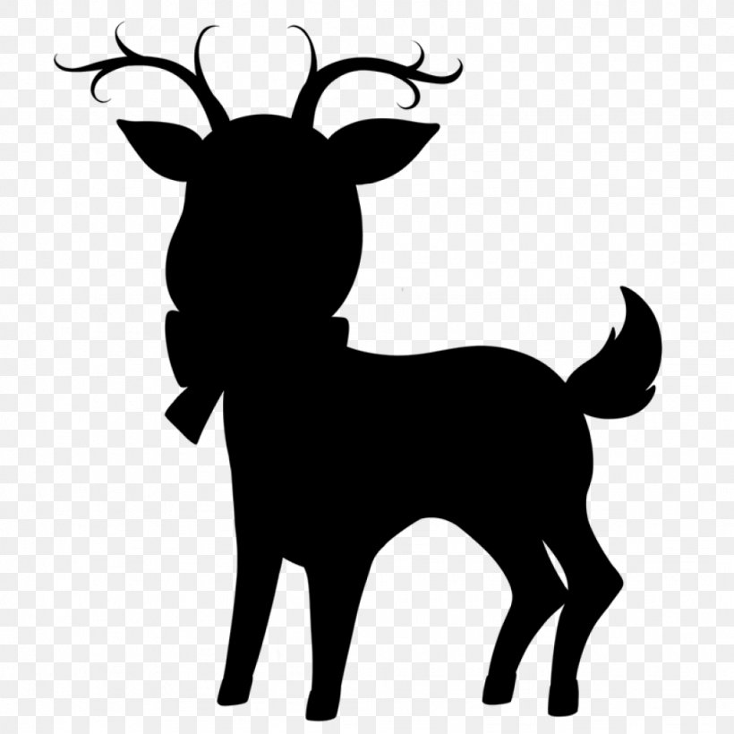 Reindeer Horse Dog Mammal Cattle, PNG, 1024x1024px, Reindeer, Black White M, Blackandwhite, Canidae, Cartoon Download Free