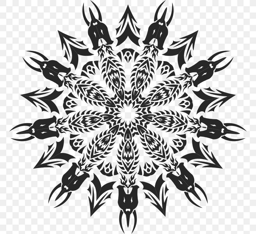 Mandala Tribe Clip Art, PNG, 762x750px, Mandala, Black, Black And White, Celtic Knot, Flower Download Free